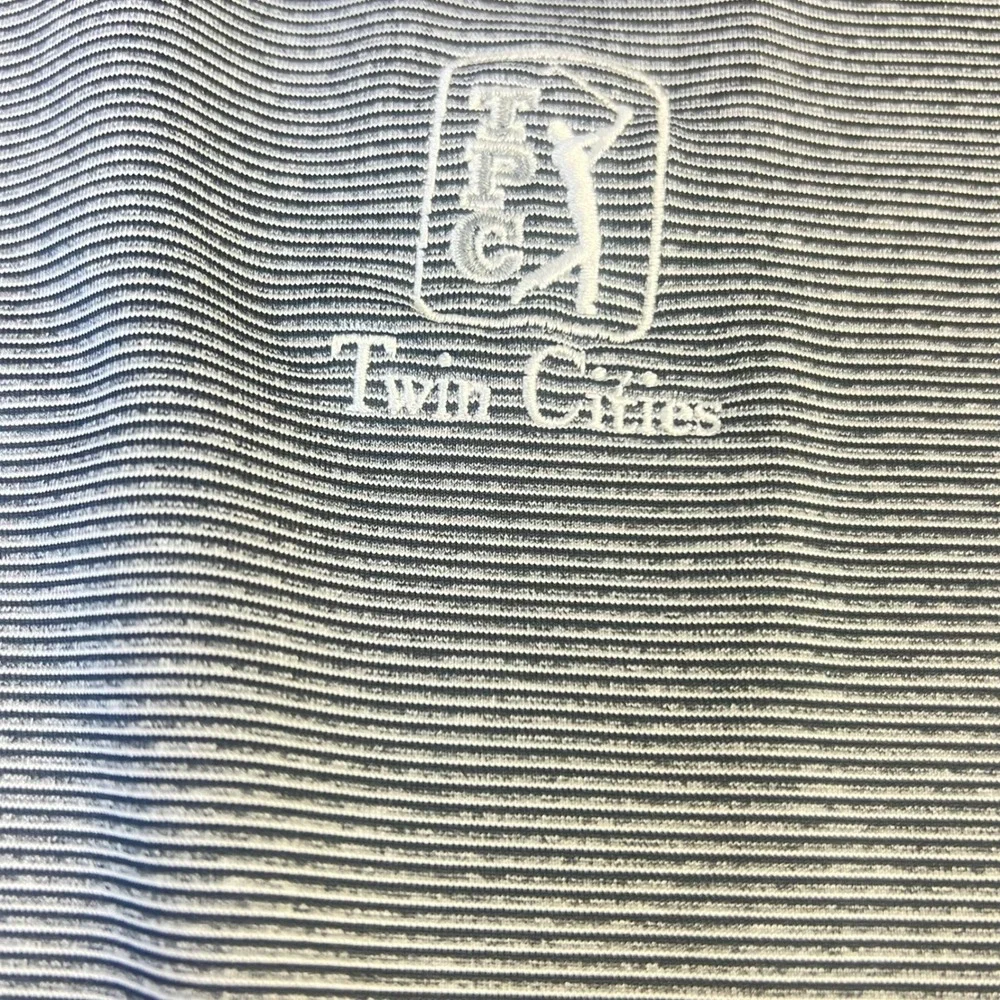 Nike Golf TPC Twin Cities Polo Shirt Mens XL Navy White Micro Stripe Performance